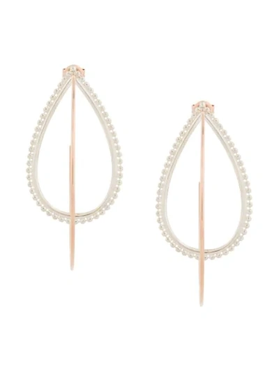 Shop Natalie Marie 9kt Rose Gold And Silver Dotted Hina Hoops