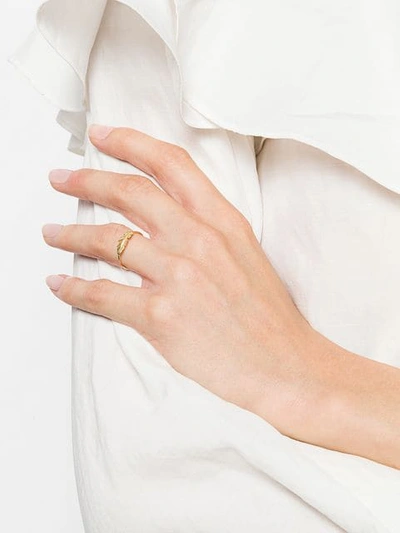 Shop Alex Monroe Plume Ring In Gold