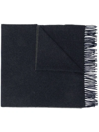 Shop Canada Goose Fringed Knitted Scarf In Blue