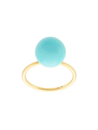 Shop Irene Neuwirth 18kt Yellow Gold Kingman Turquoise Sphere Ring