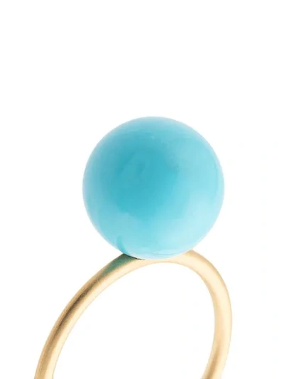 Shop Irene Neuwirth 18kt Yellow Gold Kingman Turquoise Sphere Ring