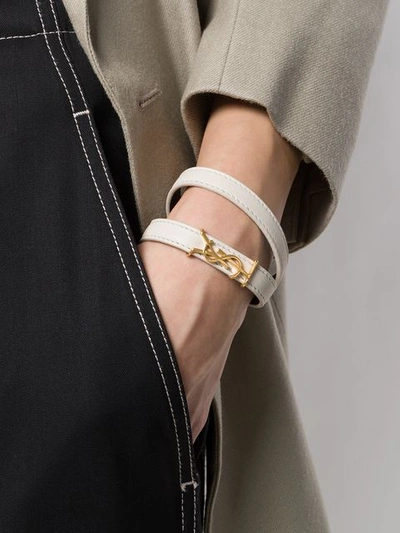 Shop Saint Laurent Opyum Double-loop Bracelet In Neutrals