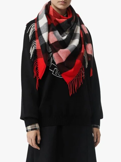 Shop Burberry The  Bandana In Check Cashmere In Red