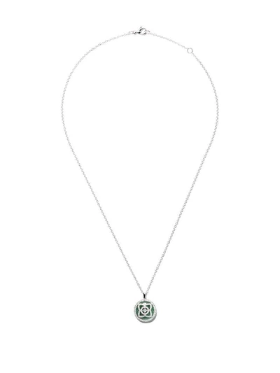Shop De Beers 18kt White Gold Enchanted Lotus Jade Medal Diamond Necklace