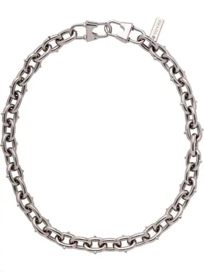 Shop Prada Chain Necklace With Logo In Silver