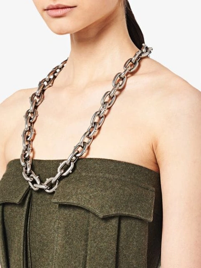 Shop Prada Chain Necklace With Logo In Silver