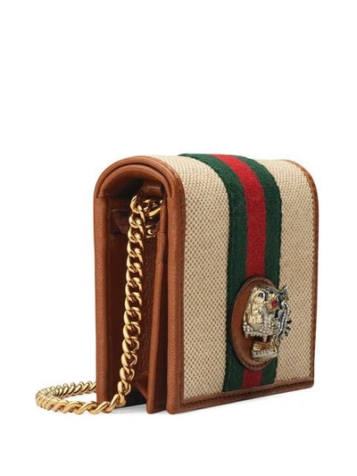 Shop Gucci Rajah Chain Card Case In Brown