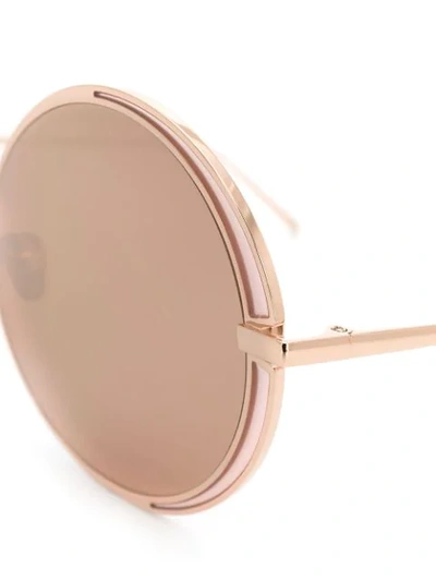 Shop Linda Farrow Double Round Frame Sunglasses In Brown