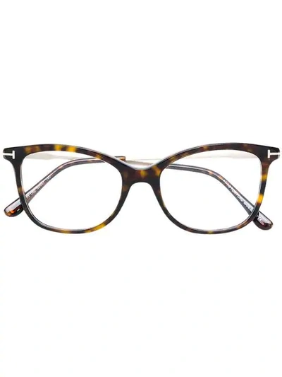 Shop Tom Ford Cat Eye Frame Glasses In Brown