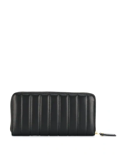 Shop Saint Laurent Ribbed Long Wallet In Black