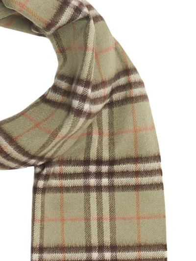 Shop Burberry Check Cashmere Scarf In Green