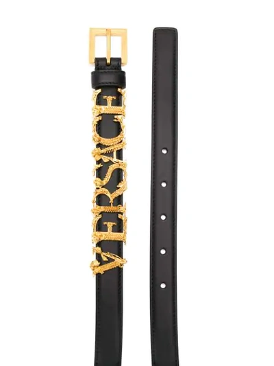 Shop Versace Logo Hardware Belt In Black