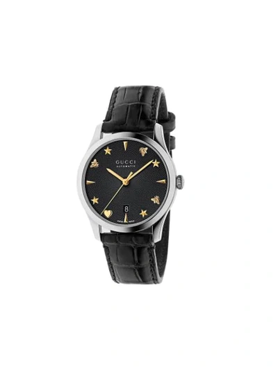 Shop Gucci G-timeless Watch, 38mm In Black
