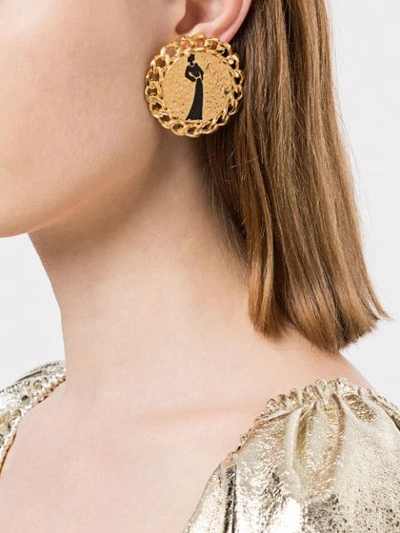 Pre-owned Chanel Cc Logos Button Earrings In Gold