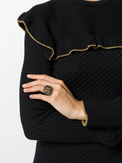 Shop Loree Rodkin 18kt Black Gold And Diamond Square Ring In Black ,metallic