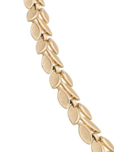 Pre-owned Susan Caplan Vintage 1960's Trifari Brushed Leaf Necklace In Gold