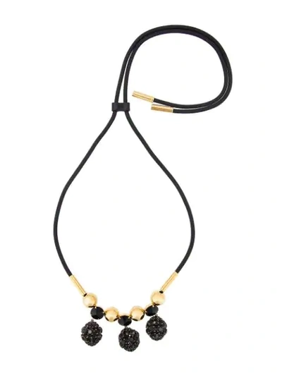 Shop Marni Strass Pendant Necklace In Black
