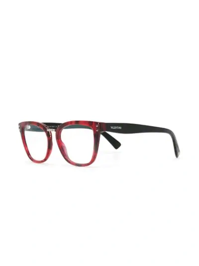 Shop Valentino Square-frame Glasses In Red