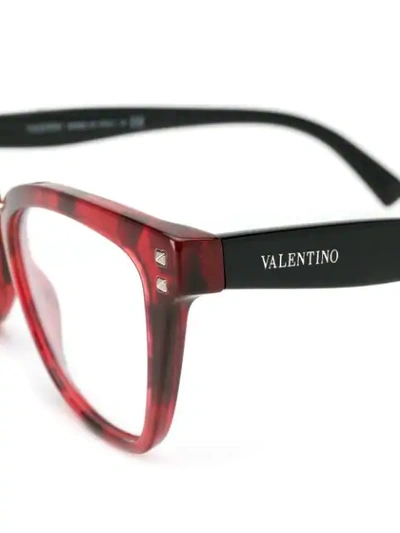 Shop Valentino Square-frame Glasses In Red