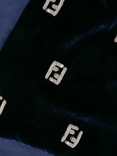 Pre-owned Fendi Logo Embroidered Muffler Stole In Blue