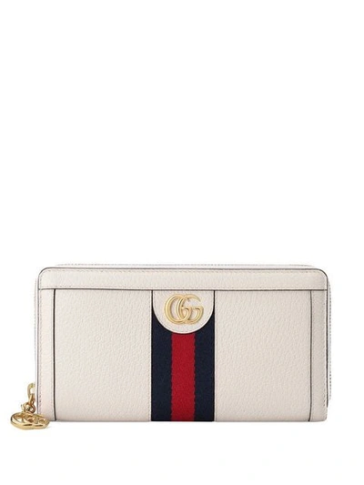 Shop Gucci Ophidia Zip Around Wallet In White