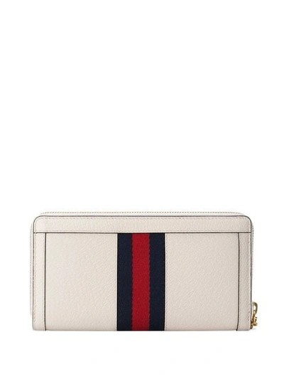 Shop Gucci Ophidia Zip Around Wallet In White