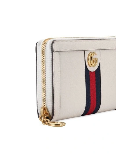 Shop Gucci Ophidia Zip Around Wallet In White