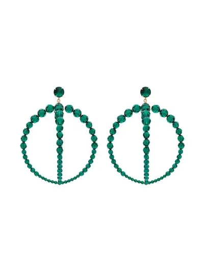 Shop Jacquemus Double-hoop Beaded Earrings In Green