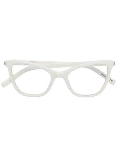 Shop Saint Laurent Eyewear Cat Eye Glasses - White