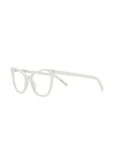 Shop Saint Laurent Eyewear Cat Eye Glasses - White