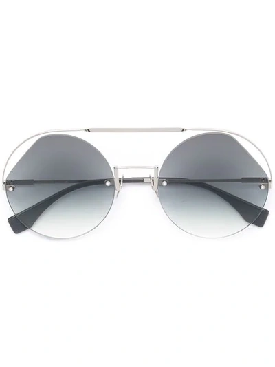 Shop Fendi Ribbons & Crystals Sunglasses In Silver