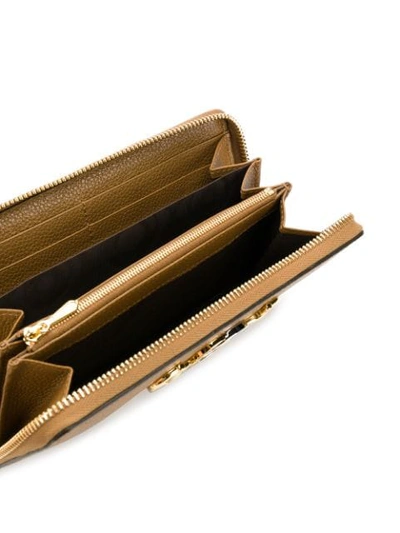 Shop Gucci Zumi Grainy Leather Zip Around Wallet In Neutrals