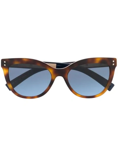 VALENTINO EYEWEAR 猫眼框太阳眼镜 - 棕色