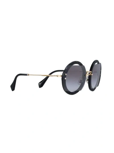 Shop Miu Miu Reveal Glitter Sunglasses In Black