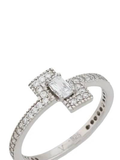 Shop V Jewellery Frame Ring In Silver