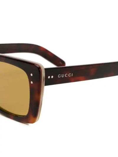 Shop Gucci Tortoiseshell Frame Sunglasses In Brown
