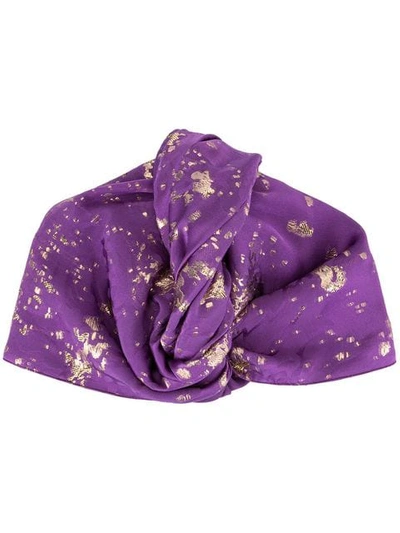 Shop Taller Marmo Metallic Detail Turban In Purple