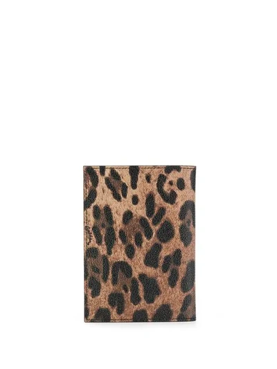 Shop Dolce & Gabbana Leopard Print Passport Holder In Brown