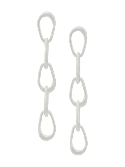 Shop Maya Magal Organic Chain Drop Earrings In Silver