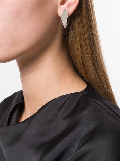 Shop Charlotte Valkeniers Large Matrix Stud Earrings In Silver