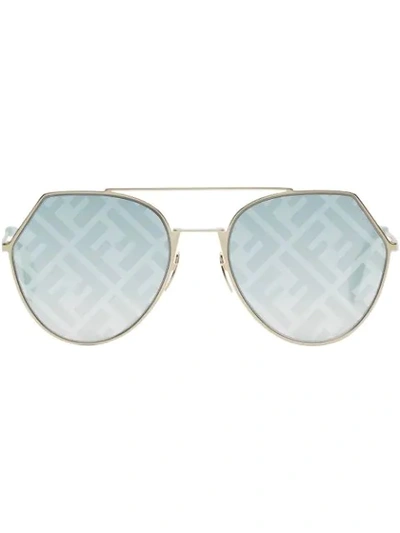 Shop Fendi Monogram Sunglasses In Gold
