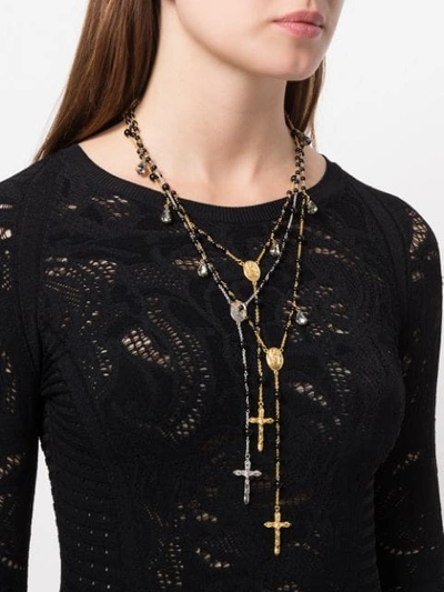 Shop Dolce & Gabbana Cross Necklace In Black