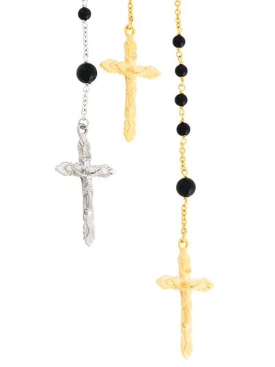 Shop Dolce & Gabbana Cross Necklace In Black