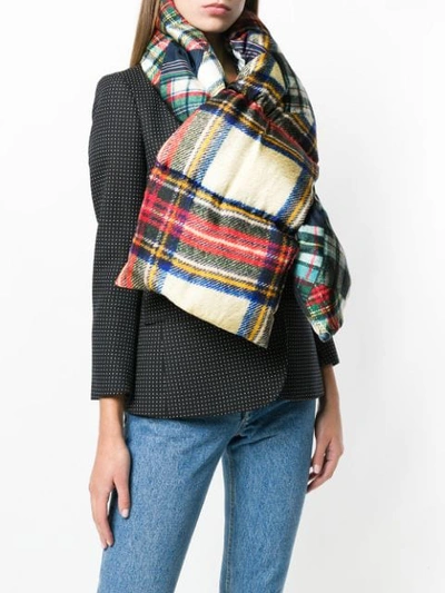 Shop Pierre-louis Mascia Plaid Padded Scarf - Green