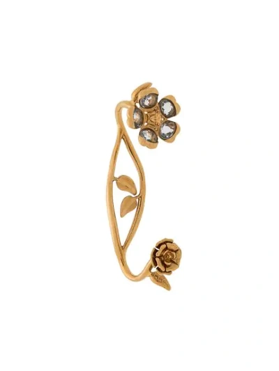 Shop Versace V-floral Garden Hand Cuff In Gold