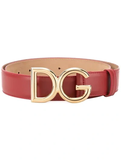 Shop Dolce & Gabbana Branded Buckle Belt In Red