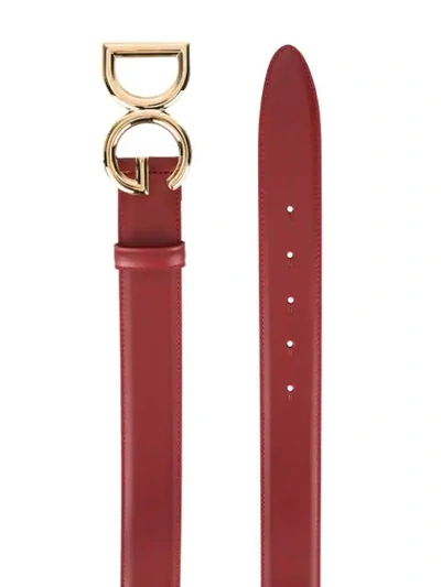 Shop Dolce & Gabbana Branded Buckle Belt In Red