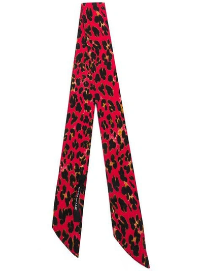 Shop Andamane Leopard Print Thin Scarf In Red