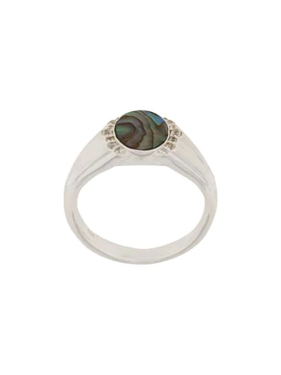 Shop Astley Clarke Abalone Luna Signet Ring In Metallic