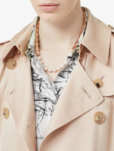 Shop Burberry Pearl Detail Bicycle Chain Rose Gold